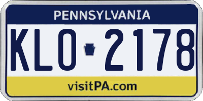 PA license plate KLO2178
