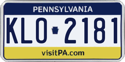 PA license plate KLO2181