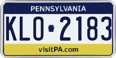 PA license plate KLO2183