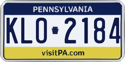 PA license plate KLO2184