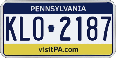 PA license plate KLO2187