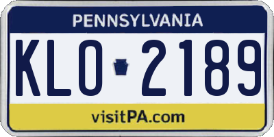 PA license plate KLO2189