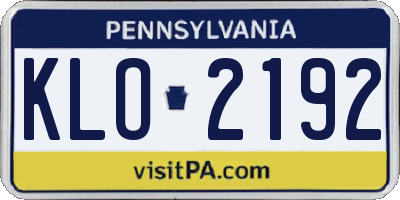 PA license plate KLO2192