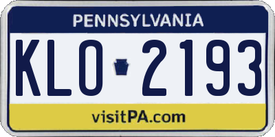 PA license plate KLO2193