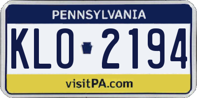 PA license plate KLO2194