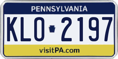 PA license plate KLO2197