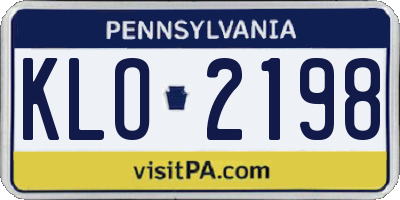 PA license plate KLO2198
