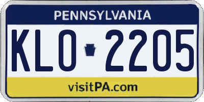 PA license plate KLO2205