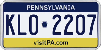 PA license plate KLO2207