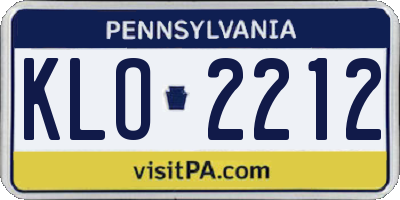 PA license plate KLO2212