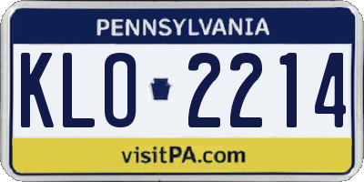PA license plate KLO2214