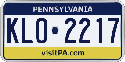 PA license plate KLO2217