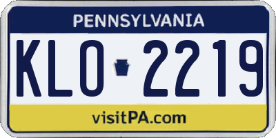 PA license plate KLO2219