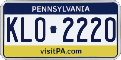 PA license plate KLO2220