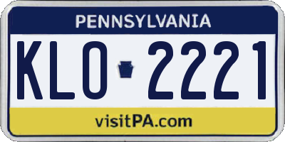 PA license plate KLO2221