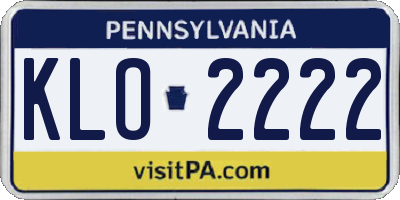 PA license plate KLO2222