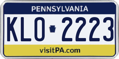 PA license plate KLO2223