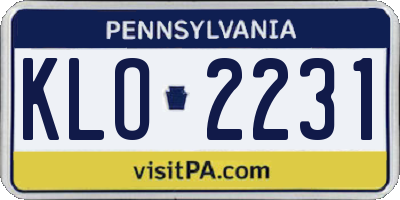 PA license plate KLO2231