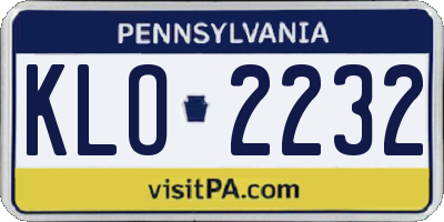 PA license plate KLO2232