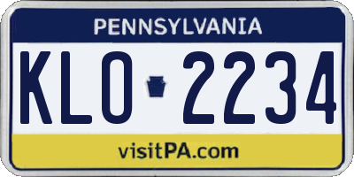 PA license plate KLO2234