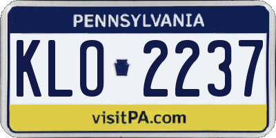 PA license plate KLO2237