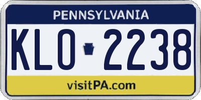 PA license plate KLO2238