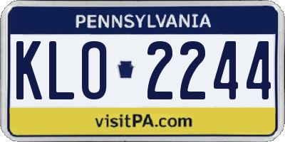 PA license plate KLO2244