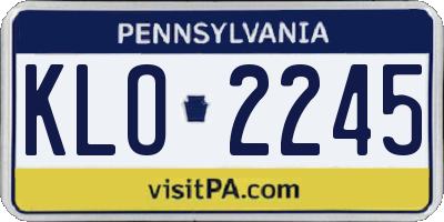 PA license plate KLO2245