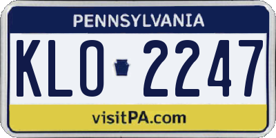 PA license plate KLO2247