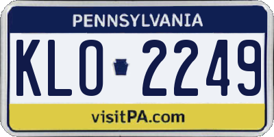 PA license plate KLO2249