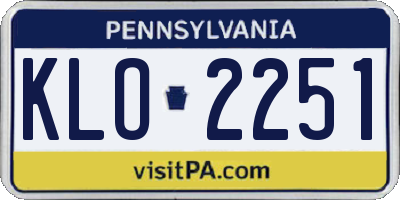 PA license plate KLO2251