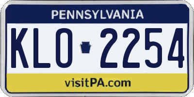 PA license plate KLO2254