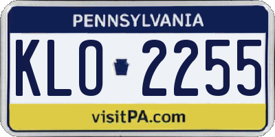 PA license plate KLO2255