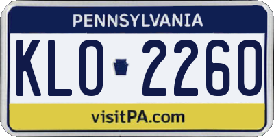 PA license plate KLO2260