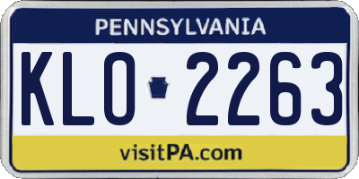 PA license plate KLO2263