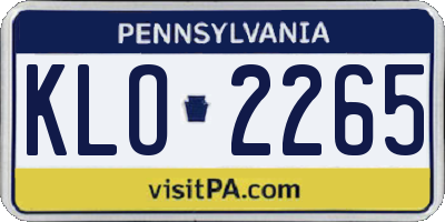 PA license plate KLO2265