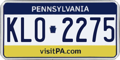 PA license plate KLO2275