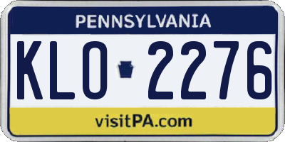 PA license plate KLO2276