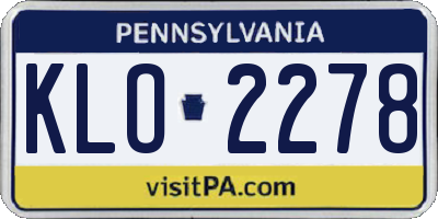 PA license plate KLO2278