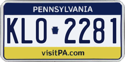 PA license plate KLO2281