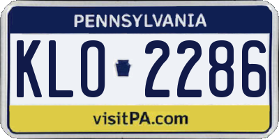 PA license plate KLO2286