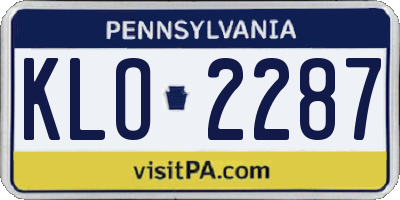 PA license plate KLO2287