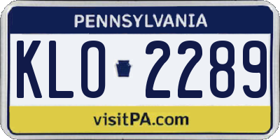 PA license plate KLO2289