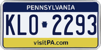 PA license plate KLO2293