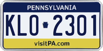 PA license plate KLO2301
