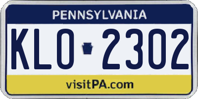 PA license plate KLO2302