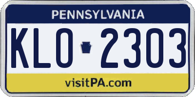 PA license plate KLO2303