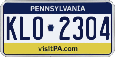 PA license plate KLO2304