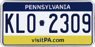 PA license plate KLO2309
