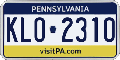 PA license plate KLO2310